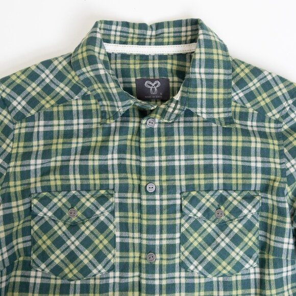 Aritzia TNA Flannel Shirt Plaid Green Button Up Medium - Picture 3 of 15